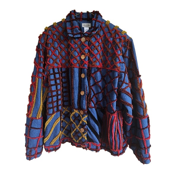 Stonebridge Jackets & Blazers - Vintage Stonebridge Chambray Chenille Patchwork Button Down Jacket